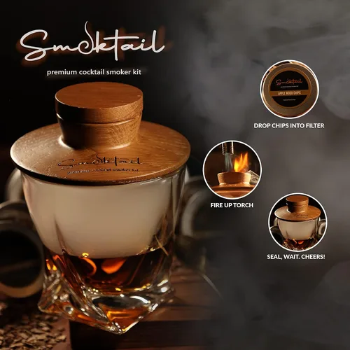 Miniatura 6 de Kit Premium de Ahumador para Cóctel de Smoktail - Kit Premium de Ahumador de Bourbon para Elaborar Exquisitos Cócteles Afumados para Hombres