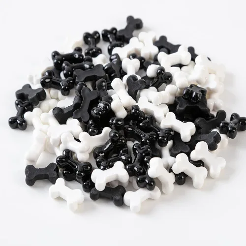 100 piezas de mini huesos de esqueleto de Halloween de resina negro y blanco mini huesos falsos de Halloween, decoración de mesa para manualidades,