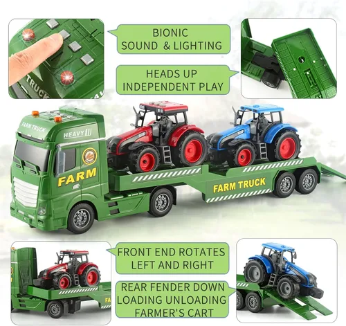 Miniatura 3 de Vehículos de fricción de camión agricultor de 25 pulgadas, 3 en 1, incluye 2 juguetes agrícolas Push & Go para niños pequeños a partir de 3 años