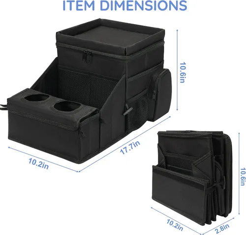 Miniatura 3 de Organizador de Coche para Asiento Delantero y Almacenamiento, Caddy de Coche Plegable, Organizador de Asiento de Pasajero con Particiones