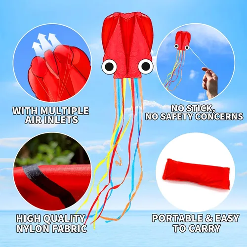 Miniatura 5 de Mint's Colorful Life Octopus Kite for Kids and Adults, Large 3D Software Octopus Kites with Long Tails, Huge Easy Flyer Kites for Beach Trip Family