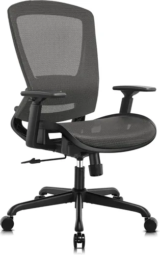 Miniatura 14 de ELABEST Silla de oficina de malla, silla ergonómica de escritorio para computadora, silla de tareas resistente, soporte lumbar ajustable y Beige