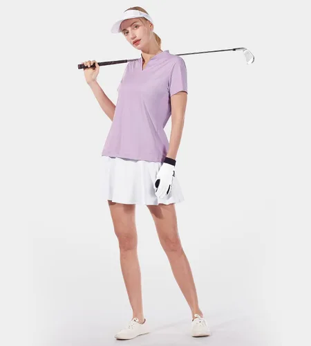 Miniatura 6 de ChinFun Women's Golf Polo Shirts V-Neck Short Sleeve Collarless UPF 50+ Tennis Running T-Shirts Quick Dry Tops