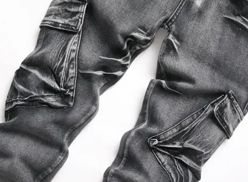 Miniatura 4 de Jeans elásticos ajustados para hombre, jeans ajustados rasgados para hombre, pierna recta, cómodos, cintura flexible, pantalones de mezclilla tipo
