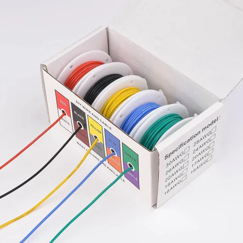Miniatura 2 de Cable eléctrico de 20AWG, cables de silicona flexibles, cable trenzado de cobre estañado calibre 20, diámetro exterior: 1,8 mm, 5 colores, 19,6