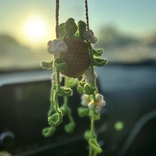 Miniatura 2 de Accesorios para colgar en el espejo del automóvil, decoración de espejo retrovisor del automóvil, bonito adorno colgante de orquídea de ganchillo