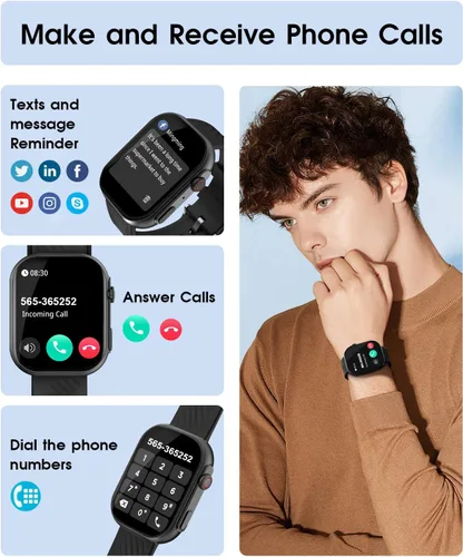 Miniatura 2 de PJYUBVOR Reloj Inteligente para Hombres y Mujeres (Contestar/Hacer Llamadas), Rastreador de Fitness de 2.0" con Más de 100 Modos Deportivos, Monitor