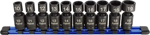 Astro Pneumatic Tool 78344 Dados de Impacto Universal Métricos Nano de 3/8" Drive sin Pasadores (10 Piezas)