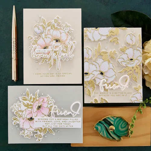 Miniatura 6 de SPELLBINDERS PAPERCRAFTS, INC Spellbinders Etched Dies por Yana Smakula-Wonderful Script-Anemone Blooms, gris