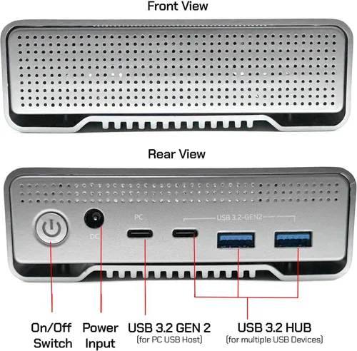 Miniatura 6 de GX100 - Disco duro externo USB 3.2 Gen 2 (10Gbps) de 12 TB con concentrador USB para Windows o MacOS Desktop PC/Laptop
