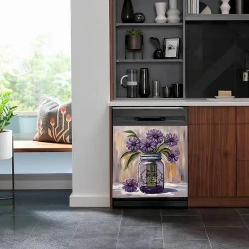 Miniatura 3 de Calcomanía magnética de vinilo para lavavajillas con diseño de florero de granja rústica, diseño floral para decoración del hogar, cubierta