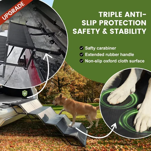 Miniatura 3 de Rampa para perros, rampas de 5 escalones para perros grandes con superficie antideslizante, escalones portátiles de aluminio para perros que