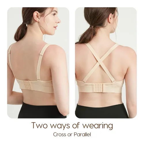 Miniatura 11 de Lupantte Brasier de bombeo manos libres para mujer, paquete de 2, cómodo brasier de extracción de leche con almohadillas, brasier de lactancia