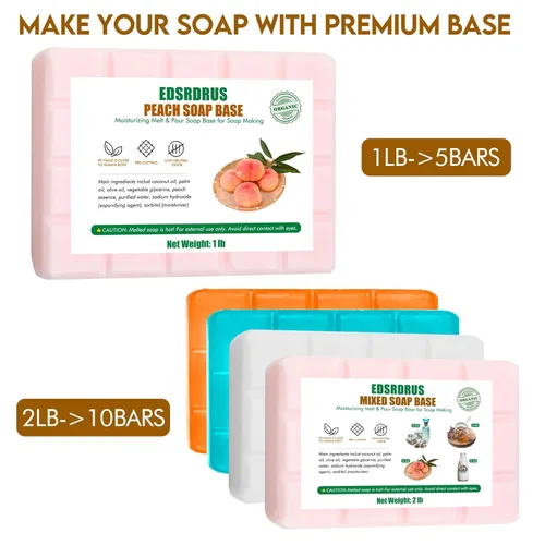 Miniatura 4 de EDSRDRUS Base de jabón aromática de 2 libras, hecha a mano con miel y aceite de coco, base de jabón hidratante para derretir y verter