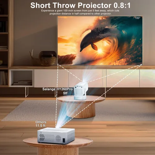 Miniatura 4 de [Enfoque automático y Keystone / 1080P nativo] Mini proyector con Wifi y Bluetooth 5.4, proyector portátil para películas al aire libre/dormitorio