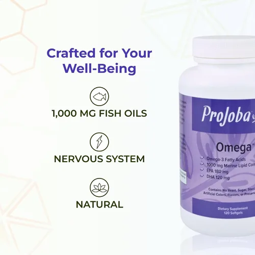 Miniatura 5 de Youngevity Projoba Omega™ - 1000 mg Omega-3 - Alta Potencia - 180 EPA y 120 DHA para promover la salud cerebral y cardíaca -120 cápsulas blandas