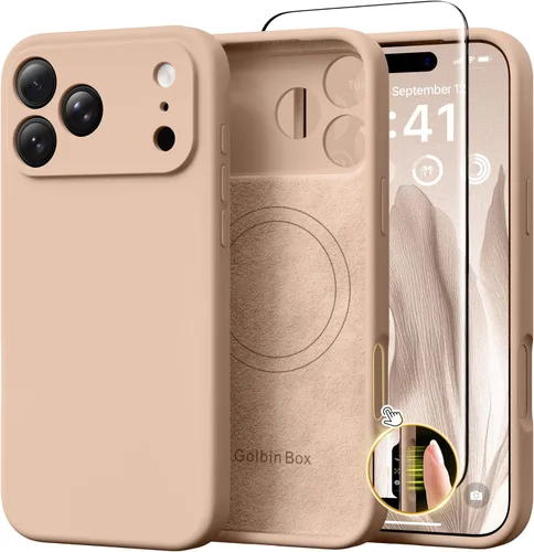 Miniatura 72 de GolbinBox Funda magnética para iPhone 17, compatible con MagSafe, cubierta de silicona integrada para control de cámara, funda de silicona líquida a