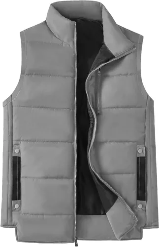 Miniatura 16 de XinYangNi Chaleco de invierno con forro polar para hombre, chaqueta de burbujas cálida e informal