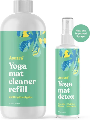 Miniatura 2 de ASUTRA Recambio de spray limpiador de esterilla de yoga (eucalipto elevador), 16 onzas líquidas, sin residuos resbaladizos, aceites esenciales