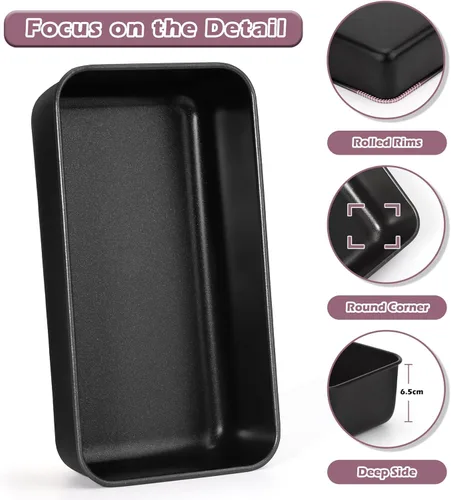 Miniatura 3 de P&P CHEF Juego de moldes para pan, moldes para pan de 9 x 5 pulgadas, moldes de acero inoxidable para pan y pastel de lasaña, saludable y no tóxico