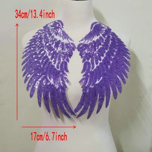 Miniatura 3 de 1 par de parches de lentejuelas de alas de ángel doradas y plateadas para ropa, parche bordado para planchar, apliques de accesorios de Navidad