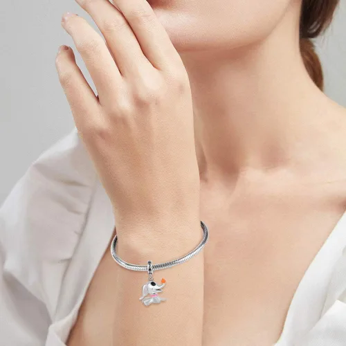 Miniatura 4 de GNOCE Colgante de plata de ley para perro fantasma con linterna de nariz, dije de perro de Halloween para pulsera o collar para mascotas