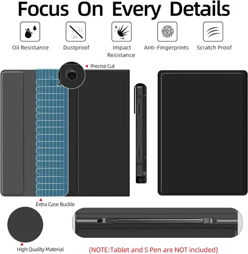 Miniatura 8 de JUQITECH Funda de teclado retroiluminada para Samsung-Galaxy-Tab A8 10.5 2022, funda magnética fuerte para libros, funda suave desmontable teclado