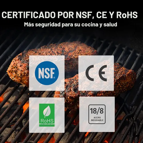 Miniatura 8 de ThermoPro TP19H Termómetro digital impermeable para carnes con luz de fondo anbidextra y detección de movimiento, termómetro de cocina para negro