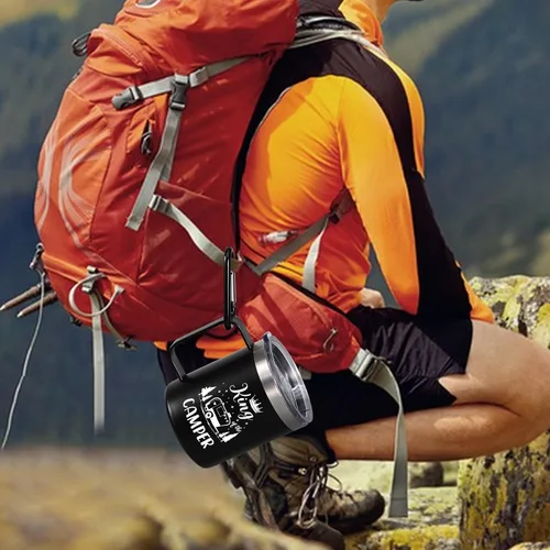Miniatura 4 de Lifecapido Regalos de campamento para hombres, taza de café aislada King Of The Camper de 12 onzas, regalo de cumpleaños, regalo de Navidad, regalos