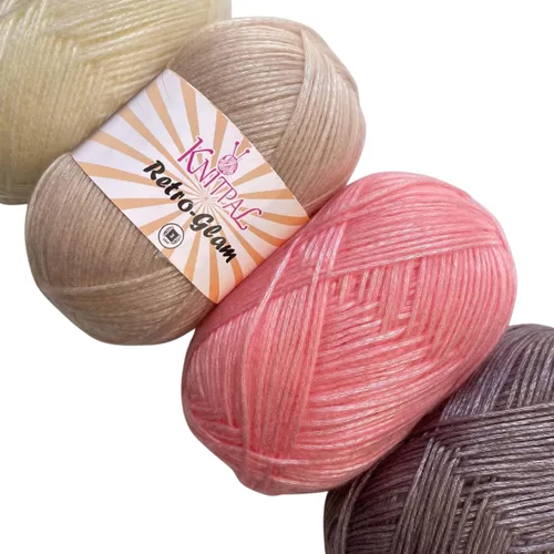Miniatura 12 de Retro-Glam Hilo Metálico para Crochet, Paquete de 4 (1280 Yardas / 14.11 Onzas), Patrones Gratuitos - Hilo Brillante para Tejer - Peso Ligero 3 DK