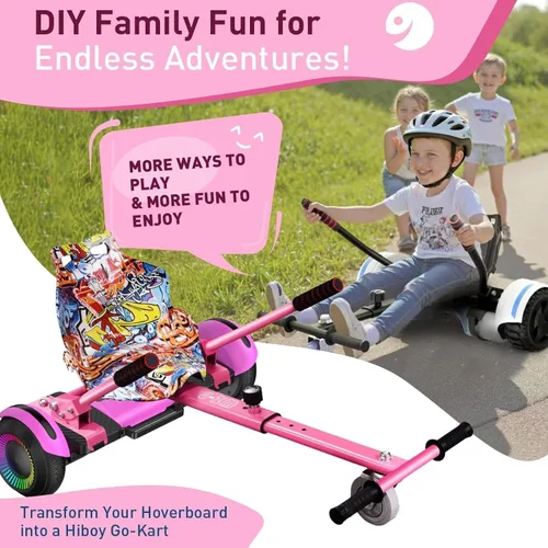 Miniatura 6 de Hiboy HC-01 Hoverboard Seat Attachment for 6.5" 8" 8.5" 10" Hoverboards, Easy Assembly & Adjustable Frame Length Buggy Attachment, Hoverboard Go Rosa