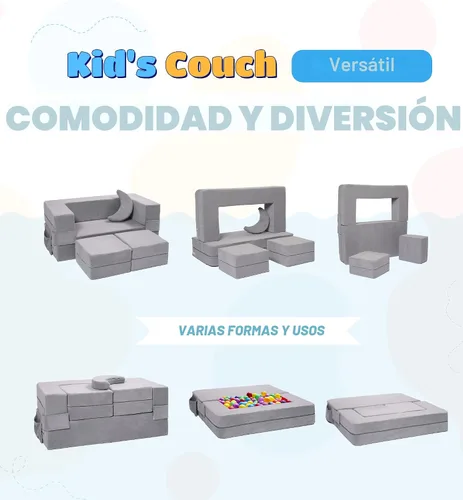 Miniatura 3 de Elftopia Sofá Modular para Niños, Sofá para Niños Pequeños, Sillón de Espuma para Niños, Conjunto de Juego de Sofá de Felpa Convertible para Niños