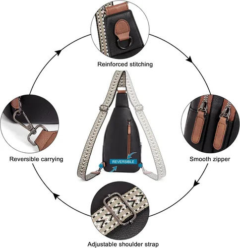 Miniatura 5 de Bolsos cruzados CLUCI para mujer y hombre, bolso bandolera de cuero, mochila de cuerpo cruzado para mujer, regalos para mujeres, cumpleaños, único