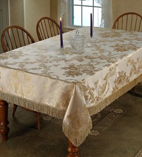 Miniatura 9 de Violet Linen Majestic Damask - Mantel con diseño de damasco, color beige, 54 x 72 pulgadas, rectangular