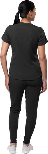 Miniatura 2 de Adar Pro - Conjunto moderno de ropa quirúrgica atlética para mujer Camiseta quirúrgica moderna con cuello en V y pantalones quirúrgicos de yoga