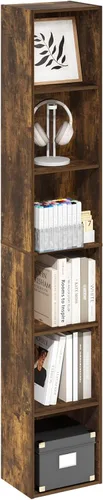 Miniatura 40 de Furinno Fulda Estantería de Libros, Estantería Estrecha de 2 Niveles, Librero con Estante de Almacenamiento de 6 Pulgadas de Ancho, 9.3 x 5.9 x 21.2