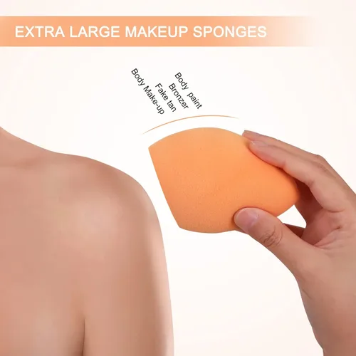 Miniatura 2 de Esponjas de maquillaje extra grandes de 4.3 in, licuadora grande para cara y cuerpo (1 pequeña y 1 grande) -con 2 soportes para esponjas, aplicación