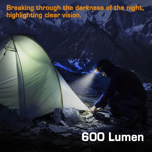 Miniatura 8 de EverBrite Linterna frontal de 600 lúmenes, faro recargable con 4 modos, lámpara de cabeza súper brillante con foco y luz de inundación, sensor