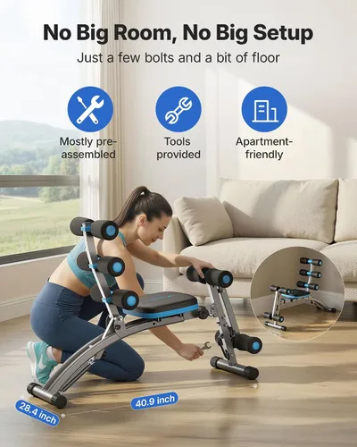 Miniatura 7 de MERACH Ab Machine, Adjustable Ab Workout Bench for Home Gym, Multi-Functional Sit Up Exercise Equipment with 300 LBS Weight Capacity, Exercise Chair