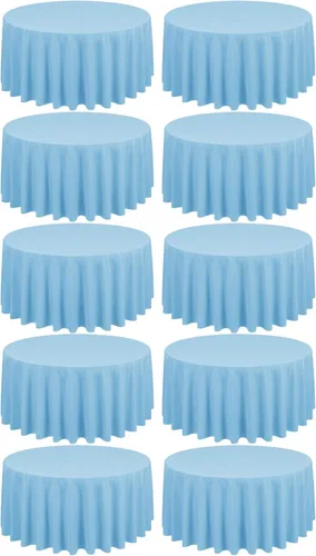 Miniatura 206 de Paquete de 10 manteles de poliéster de 60 x 102 pulgadas, manteles de poliéster beige para mesas rectangulares de 6 pies, resistentes a las manchas