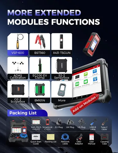 Miniatura 8 de Launch X431 PRO3 V+ Elite, herramienta de escaneo bidireccional SmartlinkC 2.0 2026 con porttocolo J2534, escáner de camiones HD, 10.1 pulgadas