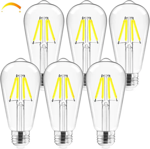 Hizashi - Bombillas LED Edison de estilo vintage regulables, 4W equivalente a 40W, 5000K luz diurna, bombillas LED con base E26, 450LM, alta
