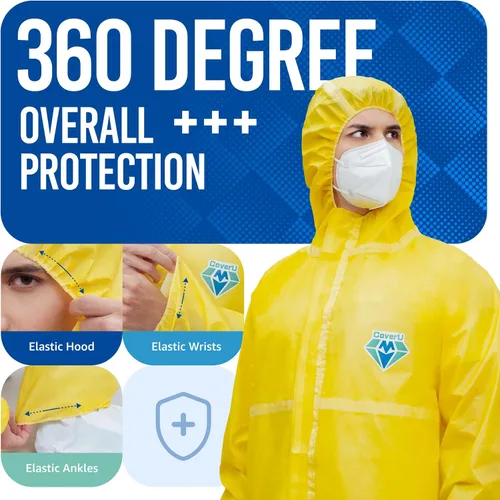 Miniatura 2 de Medtecs Trajes de materiales peligrosos - 6 opciones de tamaños - Traje de overol desechable, overol de protección médica Trajes de materiales Con