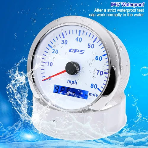 Miniatura 5 de ARTILAURA Velocímetro GPS para embarcaciones de 85 mm 3-3/8" 7 Color 80 MPH, impermeable, 9-32 V para marino, automóvil, motocicleta, camión (blanco)