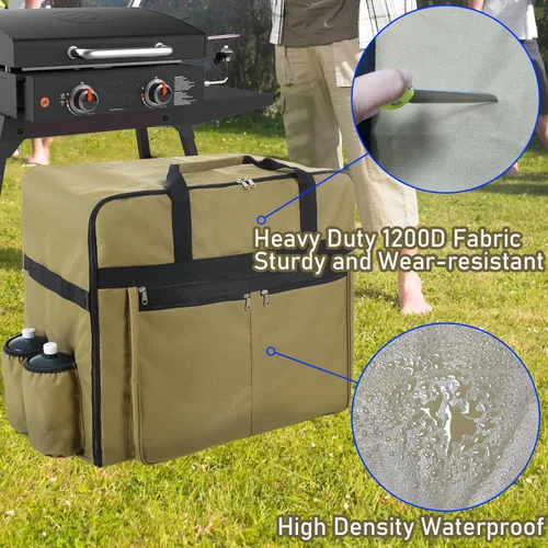 Miniatura 4 de EUTRKei Funda para parrilla Blackstone de 22 pulgadas, accesorios para bolsa de transporte de parrilla de 17 pulgadas, acomodada con capucha
