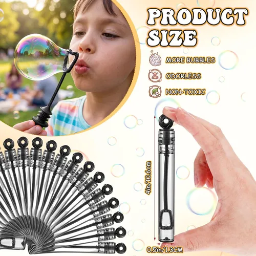 Miniatura 6 de Shappy 24 piezas de mini varitas de burbujas a granel para niños, recuerdos de fiesta, burbujas pequeñas para regalos de cumpleaños, bolsas