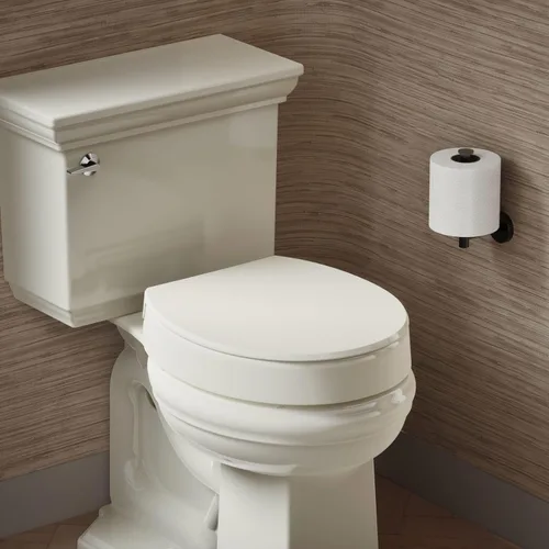 Miniatura 2 de KOHLER 25876-96 Hyten Asiento de inodoro redondo de cierre suave elevado de 3 pulgadas de altura, asiento contorneado con topes Grip-Tight, herrajes