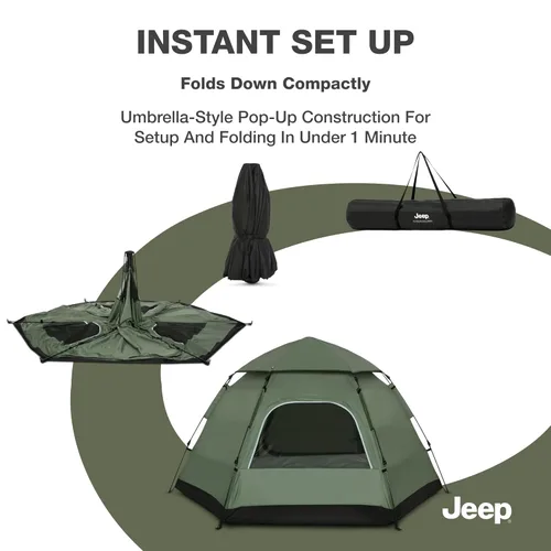 Miniatura 4 de Delta Children - Tienda de campaña instantánea desplegable para 4 personas Jeep Compass con bolsa de transporte, estacas y líneas de sujeción
