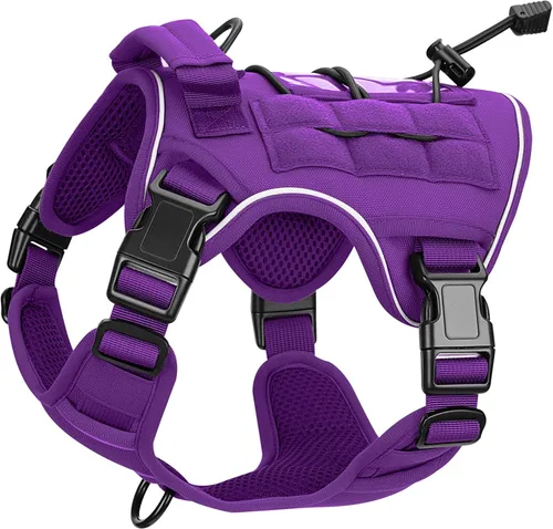 Miniatura 47 de Arnés táctico para perros grandes, chaleco reflectante ajustable sin tirones con sistema Molle, control de grado militar K9 para entrenamiento