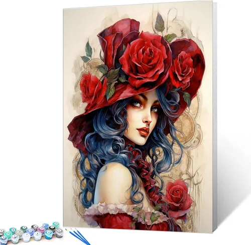 Miniatura 10 de Kit de pintura por números, lienzo de 16 x 20 pulgadas, pintura al óleo para niños, estudiantes, adultos principiantes con pinceles, pigmento